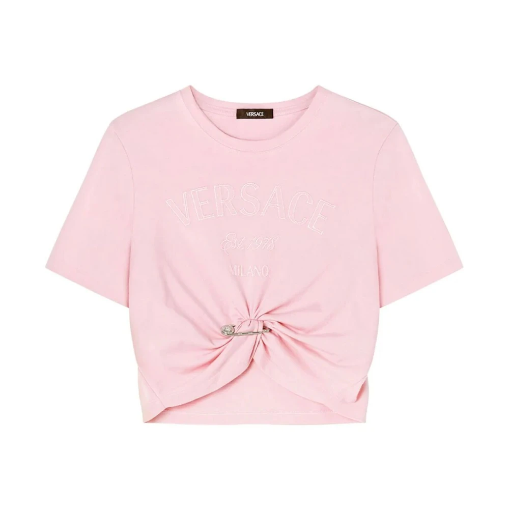 Versace Roze Geborduurde T-shirts en Polos Pink Dames