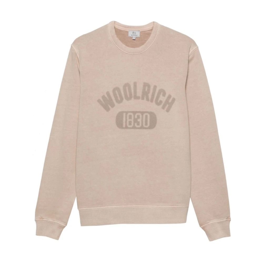 Woolrich Katoenen Logo Trui Sand Beige Heren