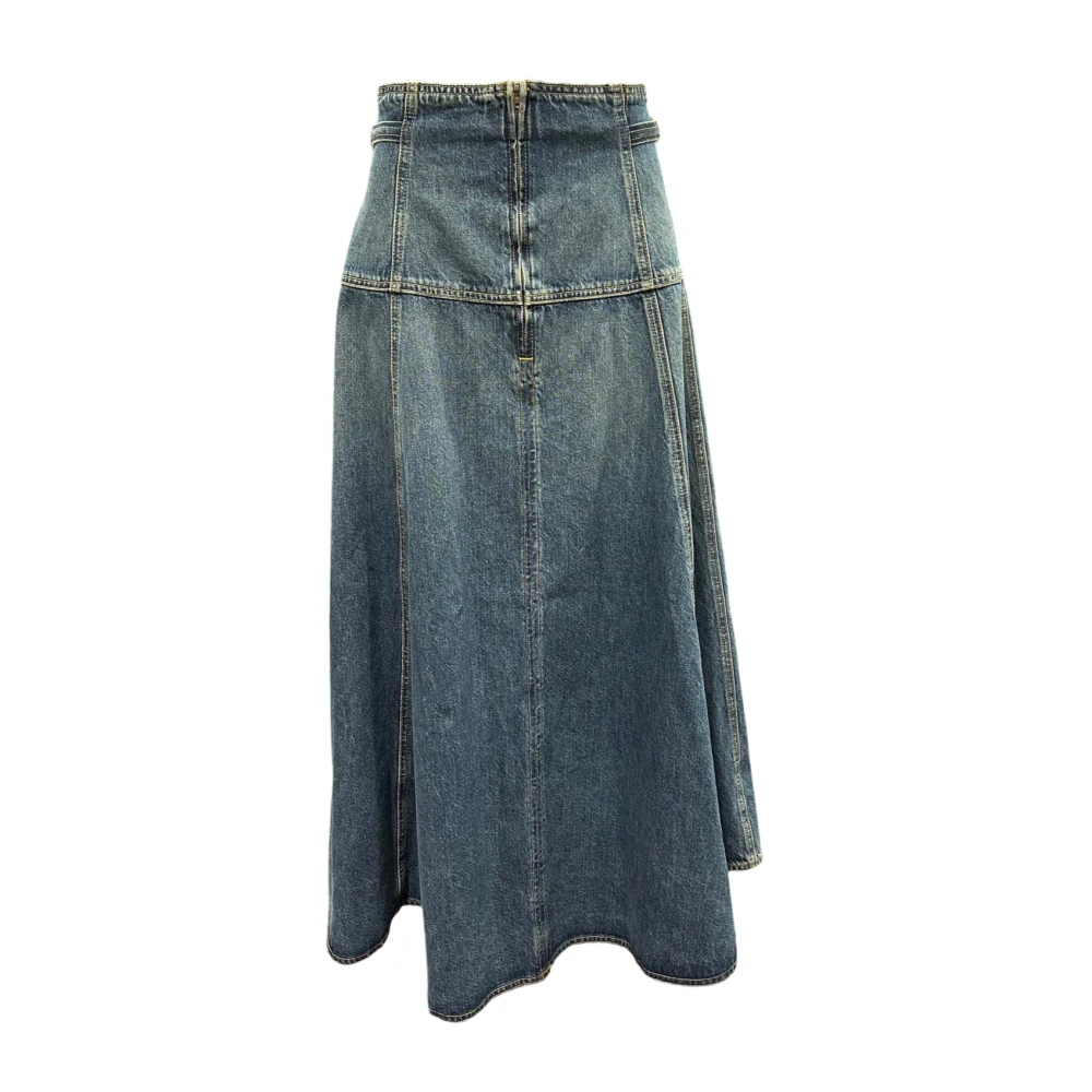 Ulla Johnson Denim A-linje Kjol med Guldspänne Blue, Dam