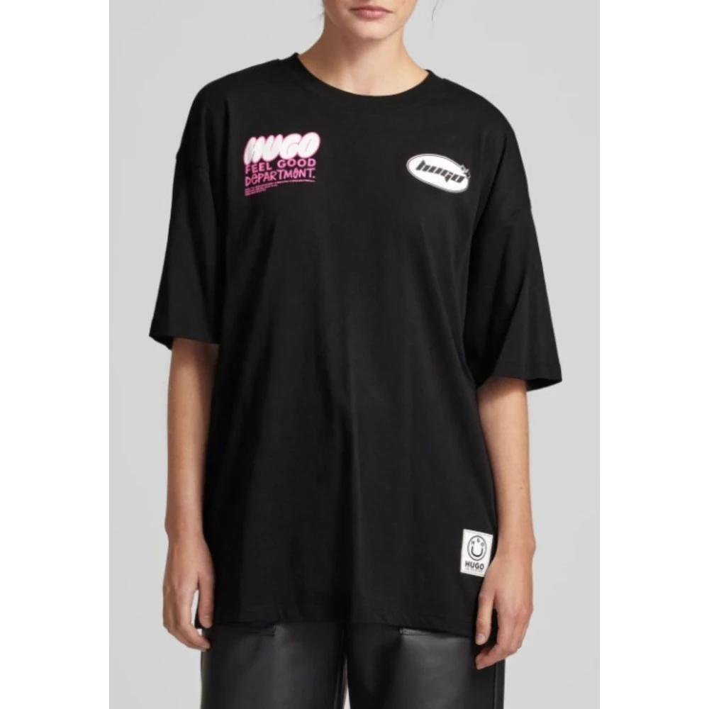 Hugo Boss Oversized Tee voor vrouwen Black Dames