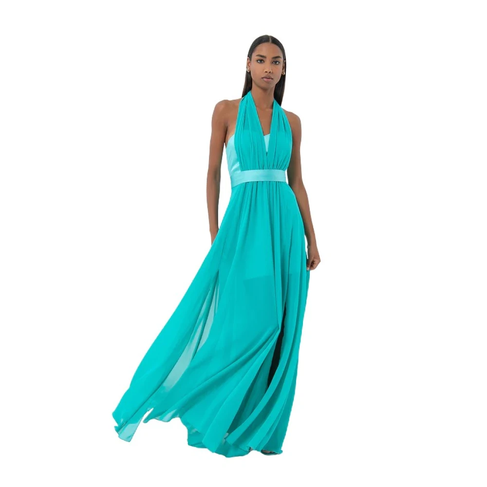 Fracomina Turquoise Zomerjurk Dames Mode Blue Dames