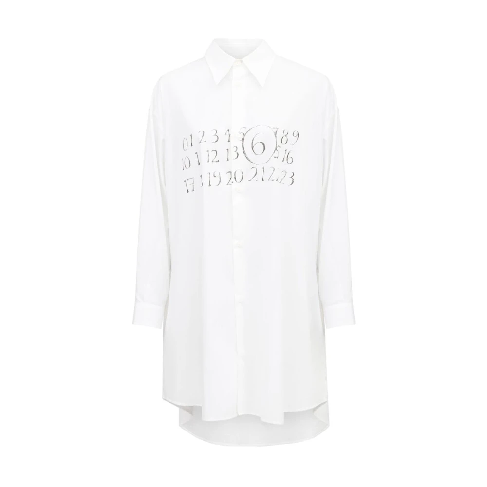 MM6 Maison Margiela Witte Signature Numbers jurk van katoen White Dames