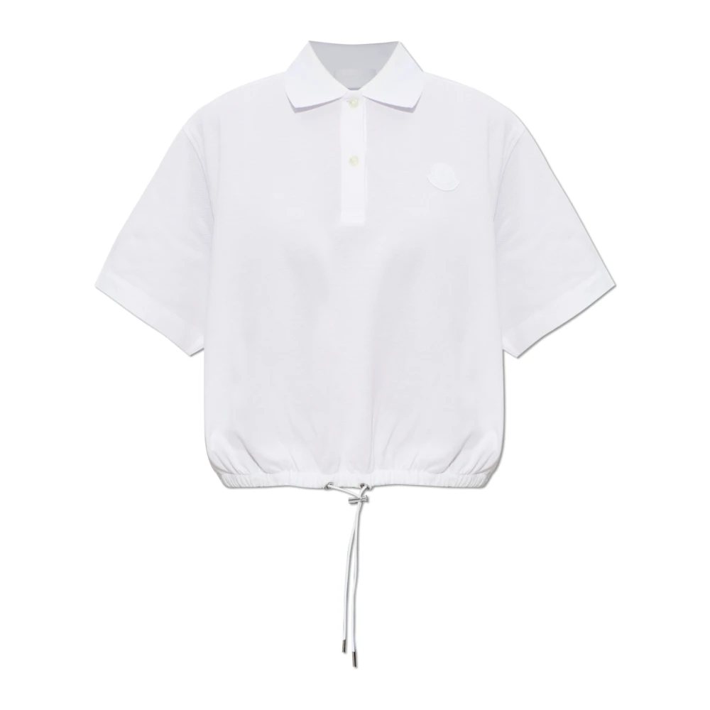 Moncler Polo Shirt With Logo Patch - Female - Polo Shirts - White - S - Tops