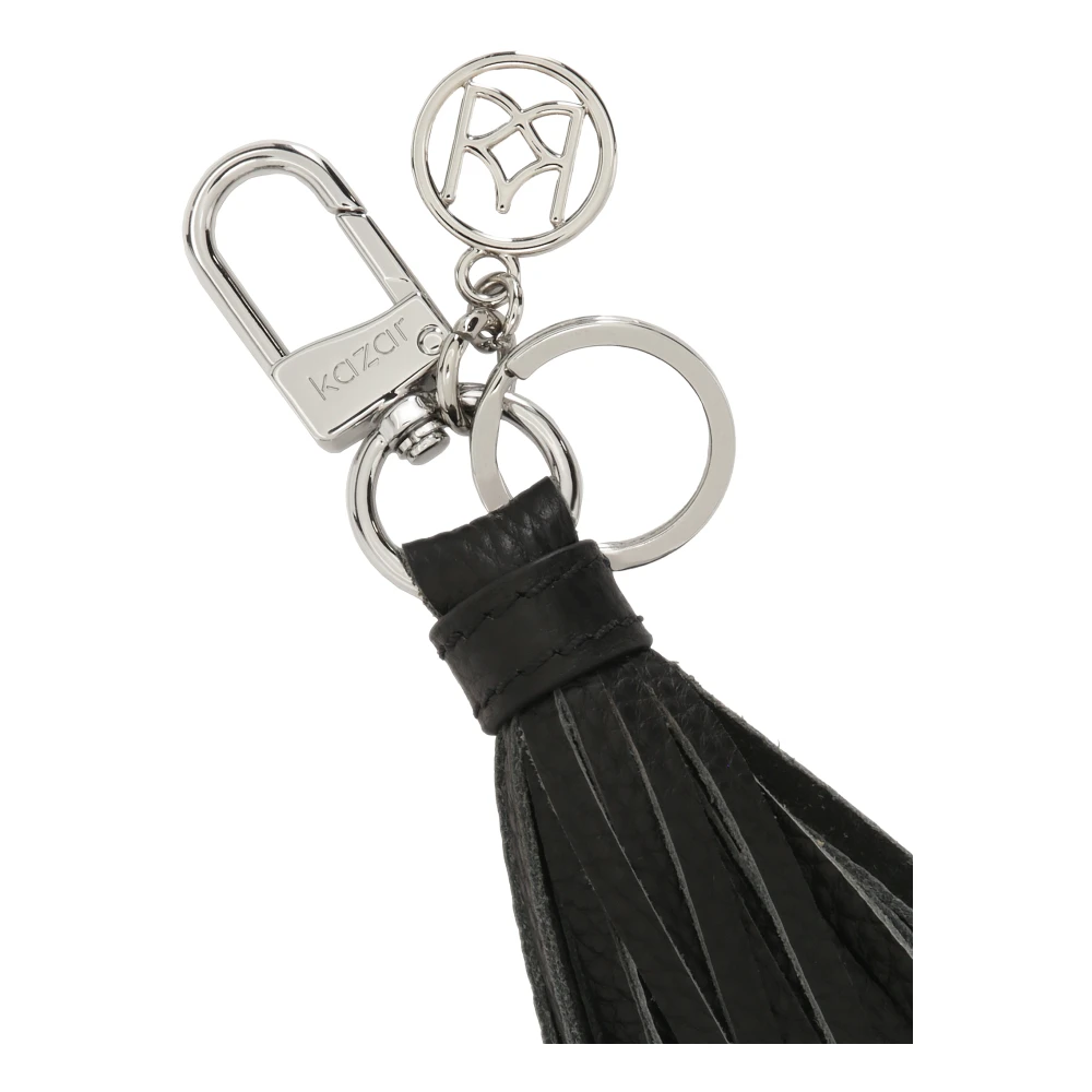 Kazar Elegante zwarte leren sleutelhanger met een clutch en zilveren accenten Black Dames
