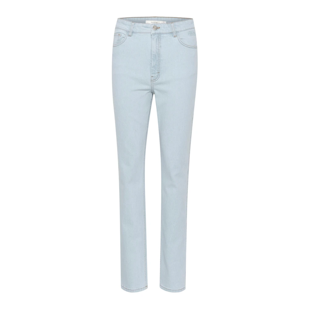 Gestuz Straight Leg Light Blue Washed Jeans Blue Dames