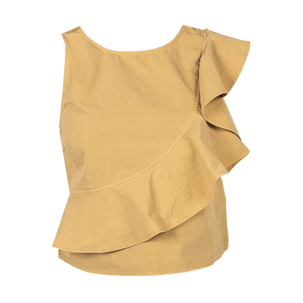 Pinko Elegante Asymmetrische Blouse Yellow Dames