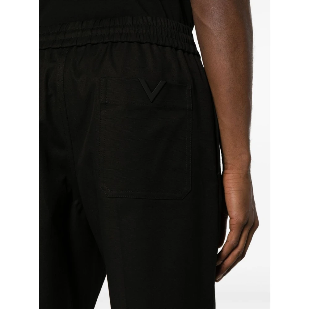 Valentino Garavani Zwarte katoenen broek met elastische taille Black Heren