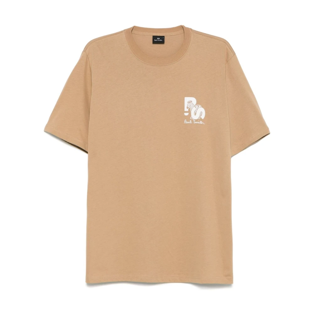 PS By Paul Smith Beige Logo Print Katoenen T-shirt Beige Heren