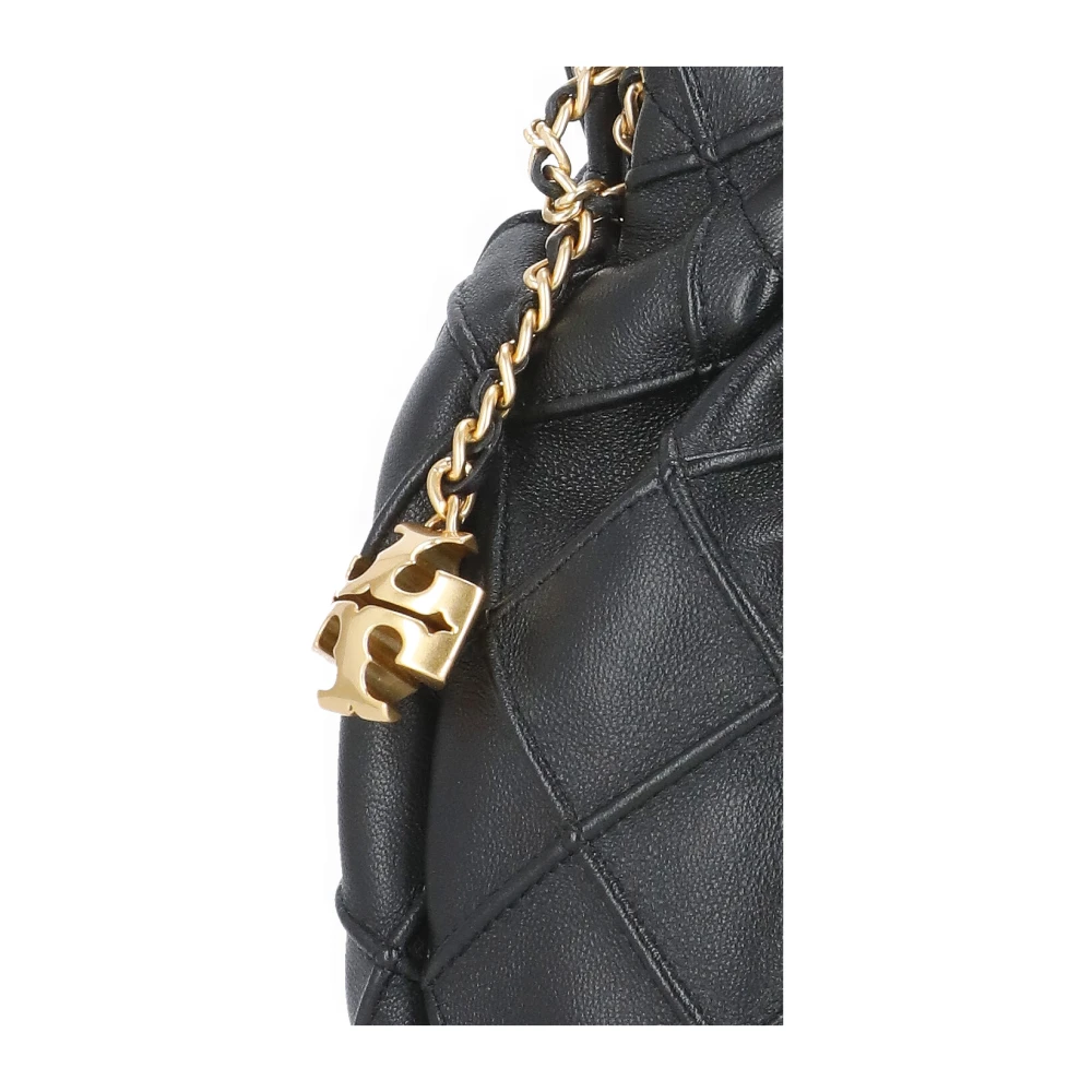 TORY BURCH Zwarte leren schoudertas met ketting Black Dames