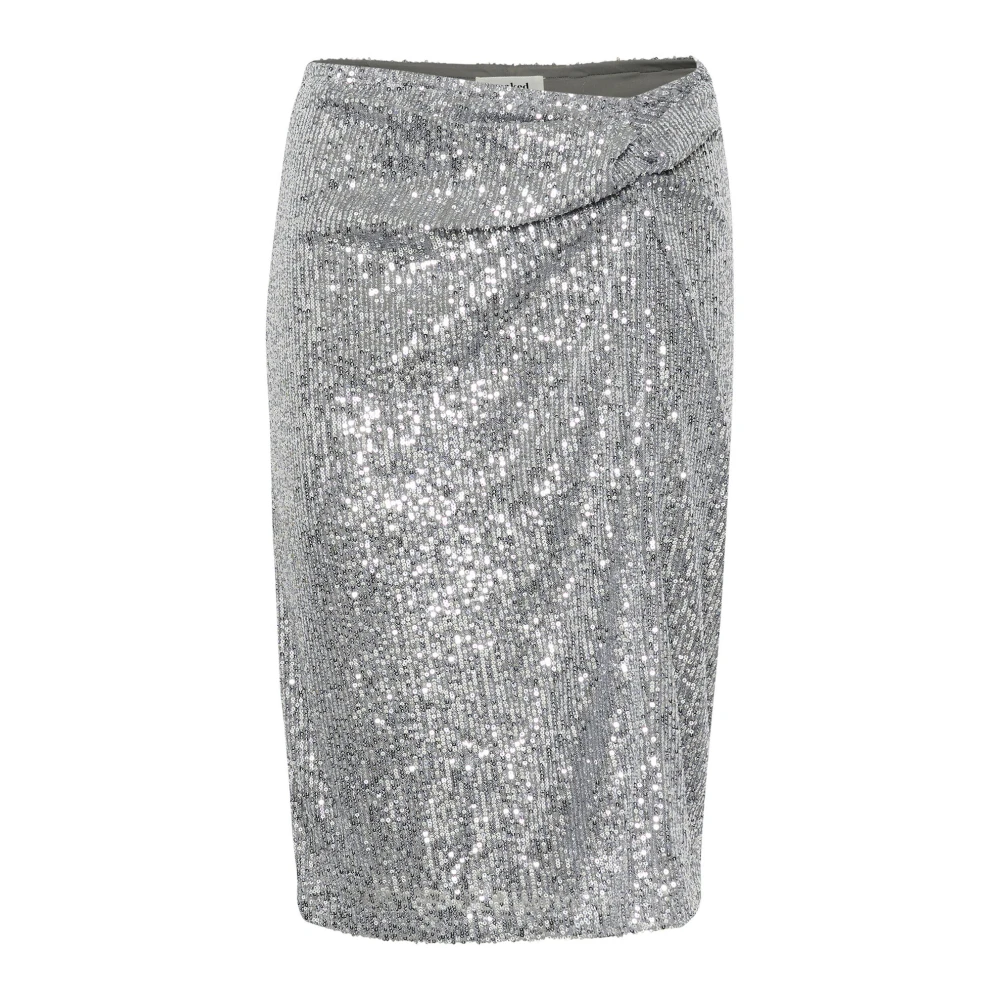 Soaked in Luxury Zilveren Pailletten Draperen Rok Gray Dames