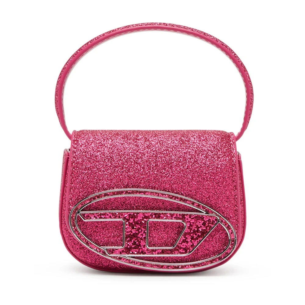Diesel Glitter Mini Tas met Ovale D Plaque Pink Dames