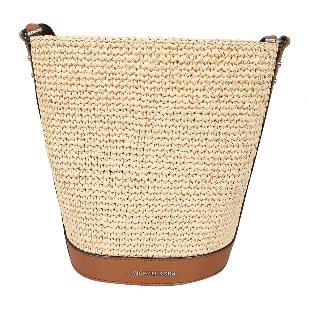 Michael Kors Strooien Emmertas met Witte Leren Details Brown Dames