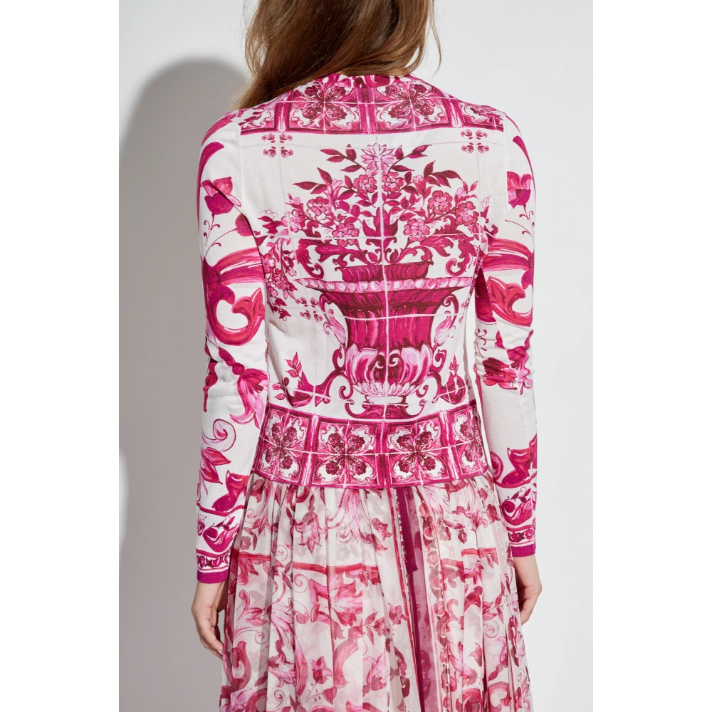 Dolce & Gabbana Cardigan met Majolica-patroon Pink Dames