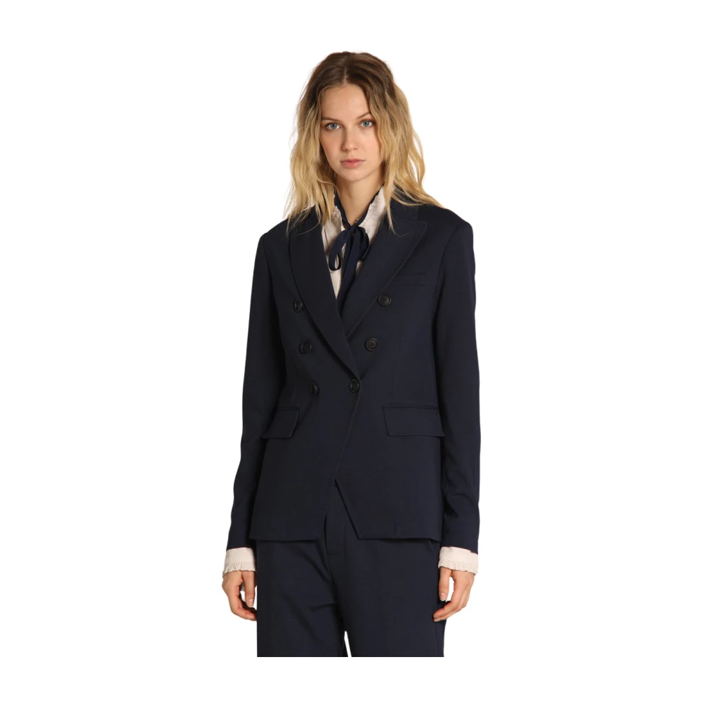 Mason's Navy Blue Dames Blazer Jersey Stijl Blue Dames