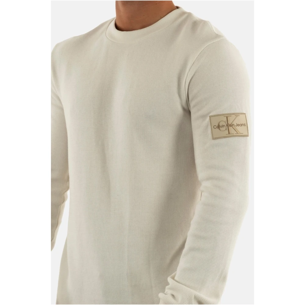 Calvin Klein Gestanste longsleeve T-shirt Beige Heren