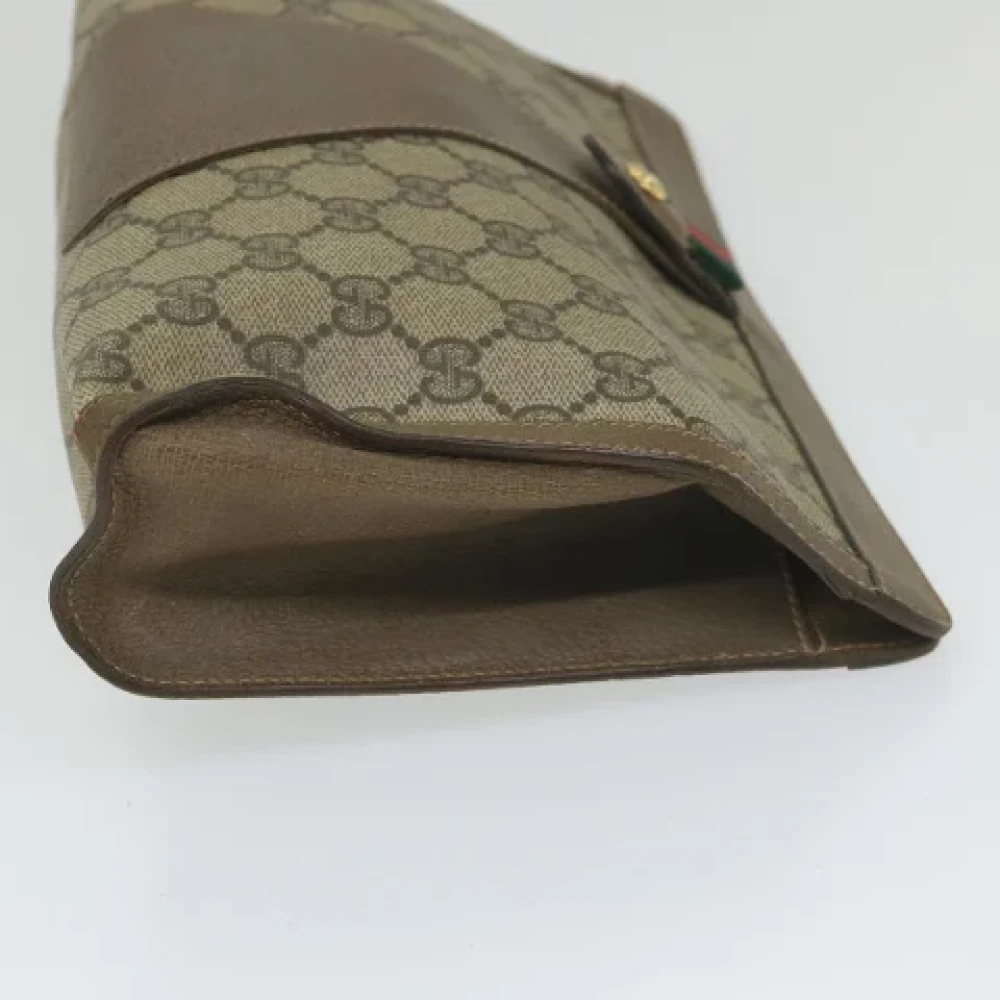 Gucci Vintage Pre-owned Canvas clutches Beige Dames