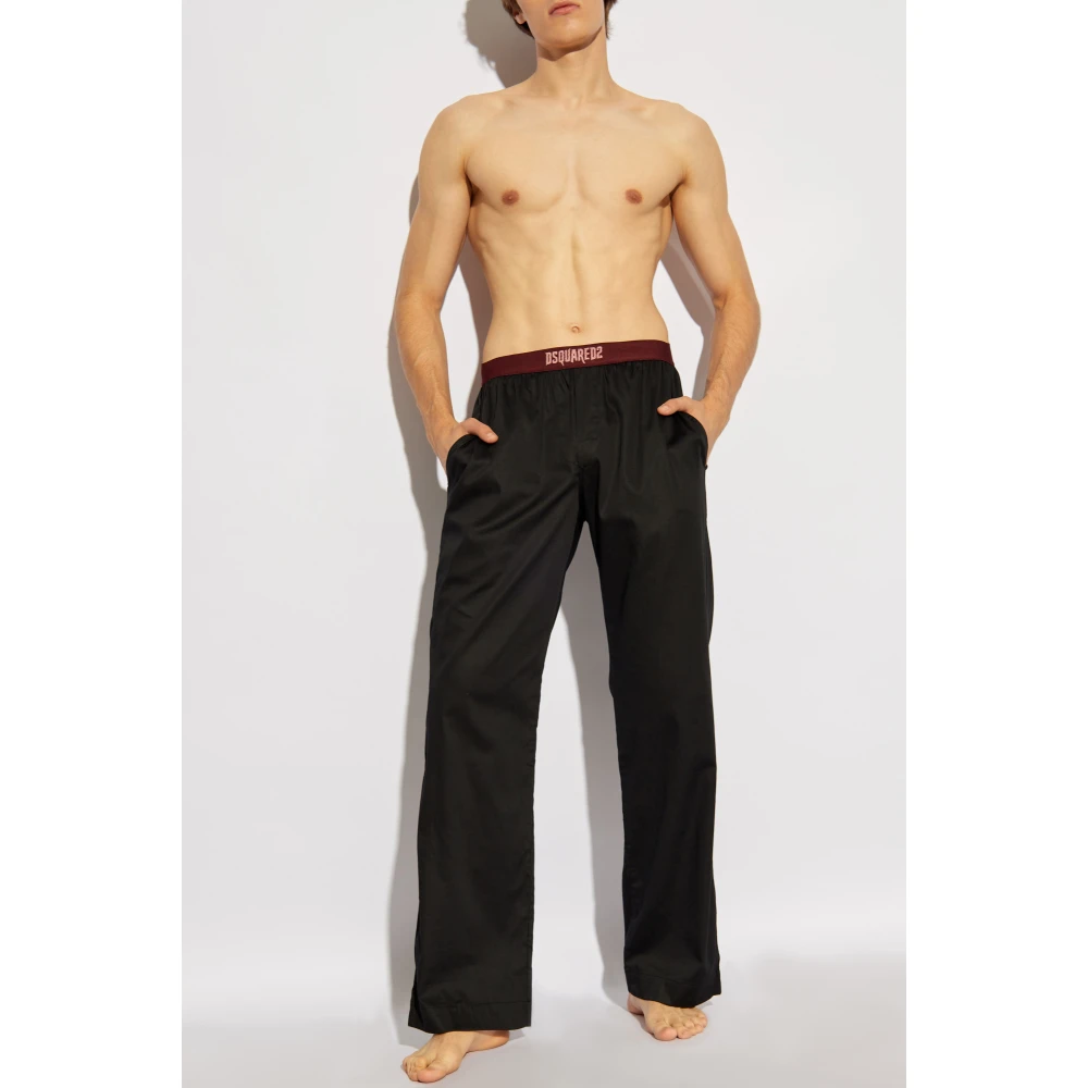 Dsquared2 Pyjamabroek met logo Black Heren