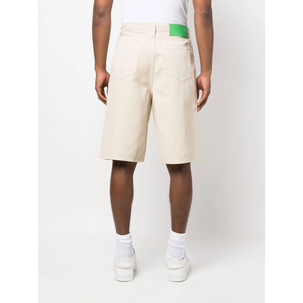 Off White Beige Canvas Wave Shorts Beige Heren