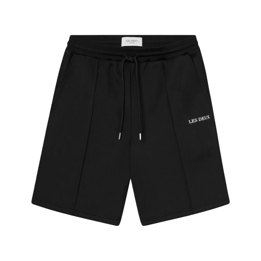 Les Deux Comfortabele Track Shorts met Kleermaker Drukknopen Black Heren