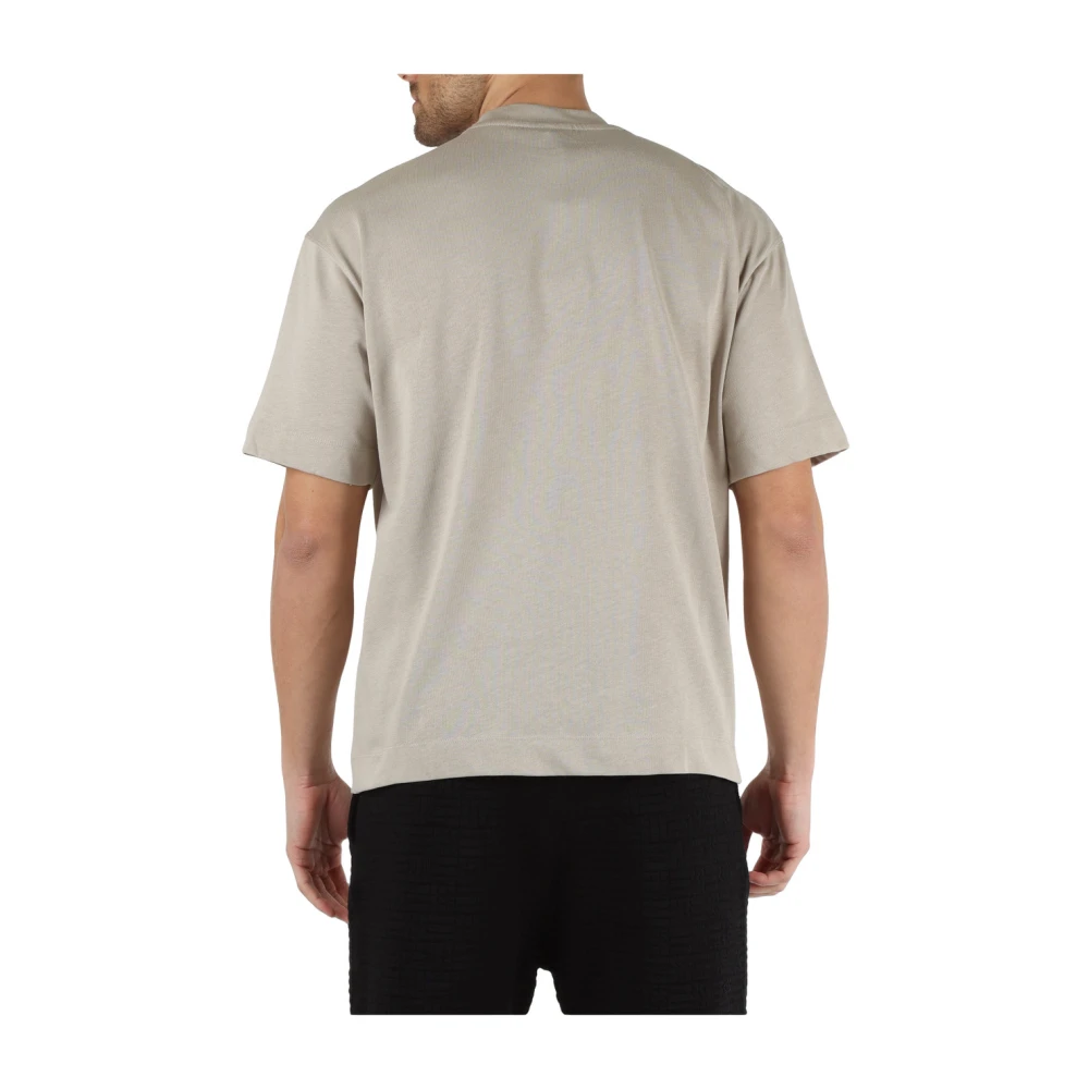 Emporio Armani T-shirt van zwaar katoen met geborduurd logo aan de voorkant Gray Heren