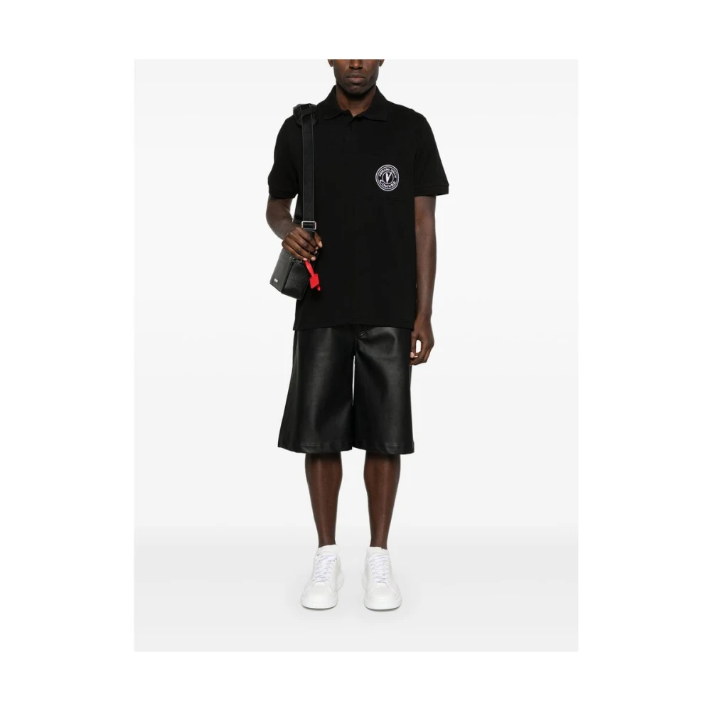 Versace Jeans Couture Zwarte Trui met Zak en Knopen Black Heren