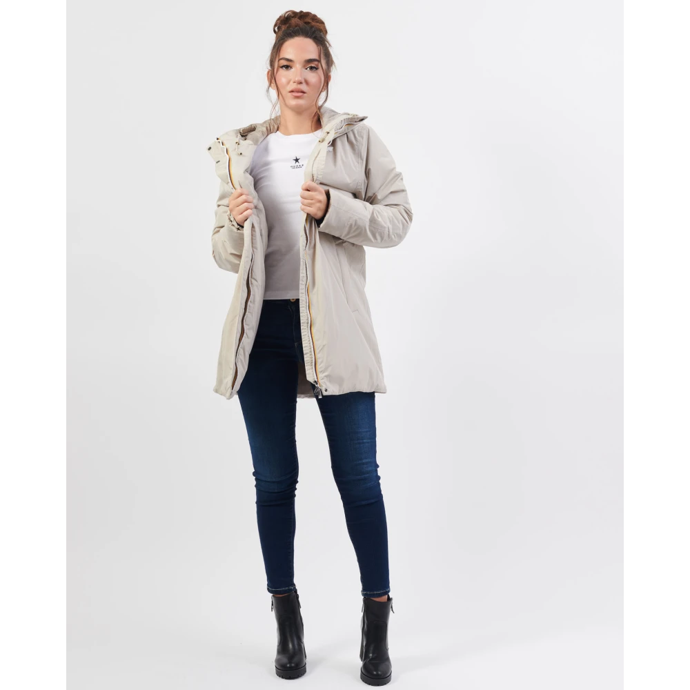 K-way Beige Slim-Fit Halflange Jas Beige Dames