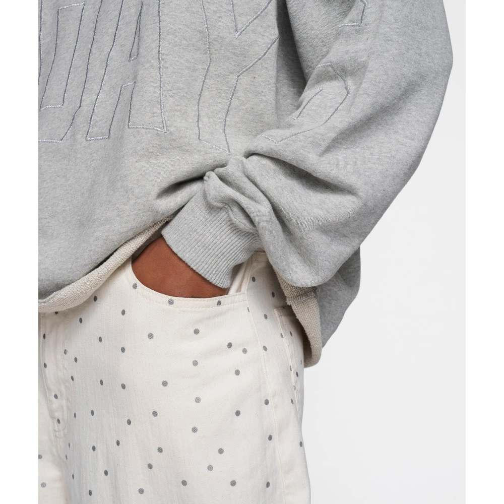 10Days Oversized Hoodie met Baseball Logo Borduursel Gray Dames