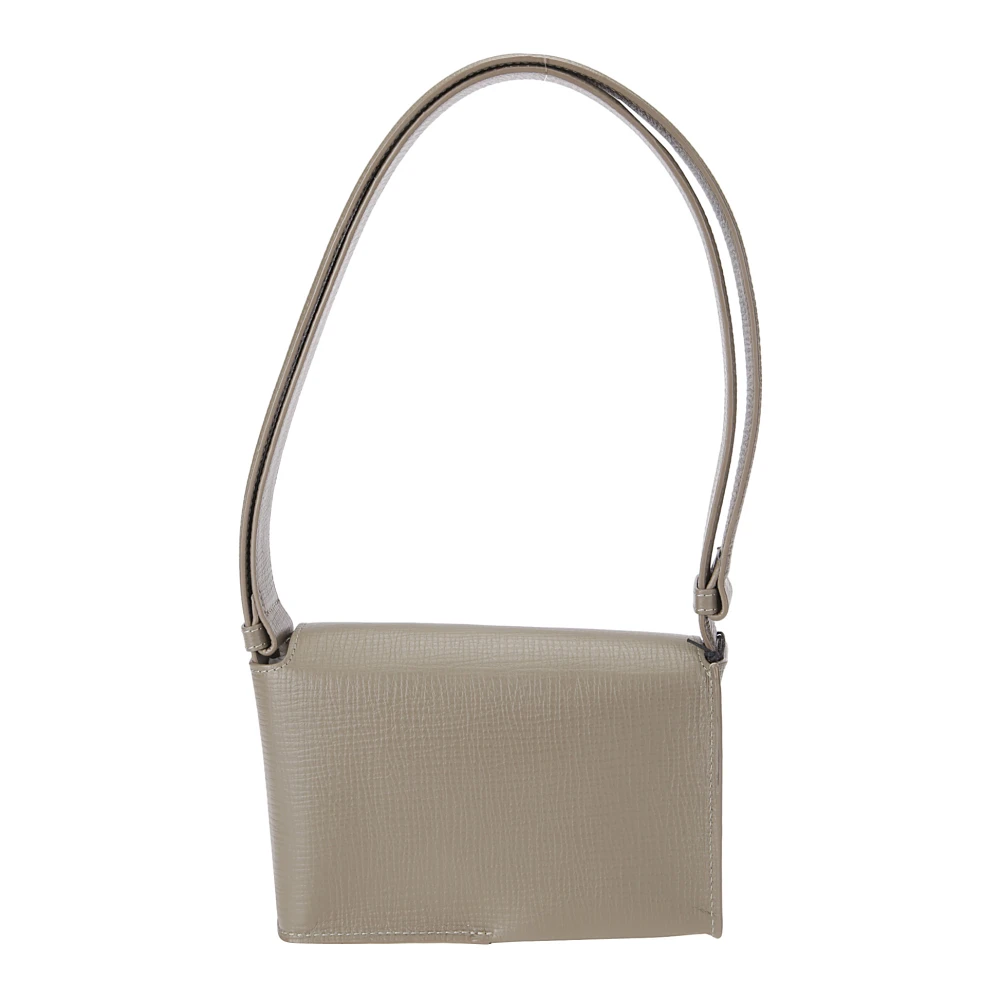 Studio Nicholson Leren schoudertas met bedrukt logo Beige Dames