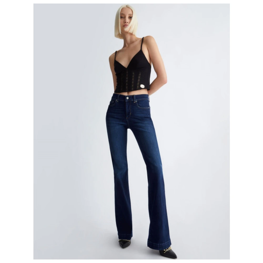 Liu Jo Flared Jeans met Hoge Taille Blue Dames