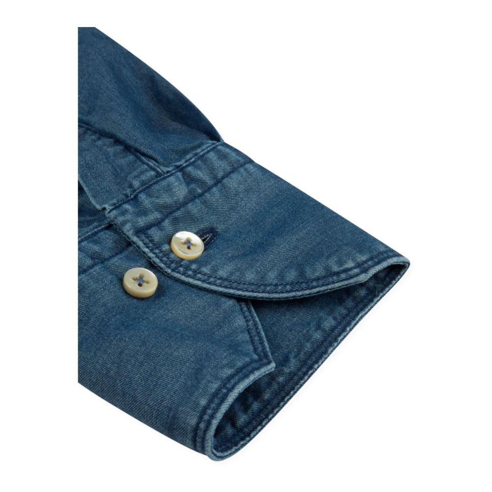 Stenströms Slim Fit Denim Overhemd met Cut Away Kraag Blue Heren