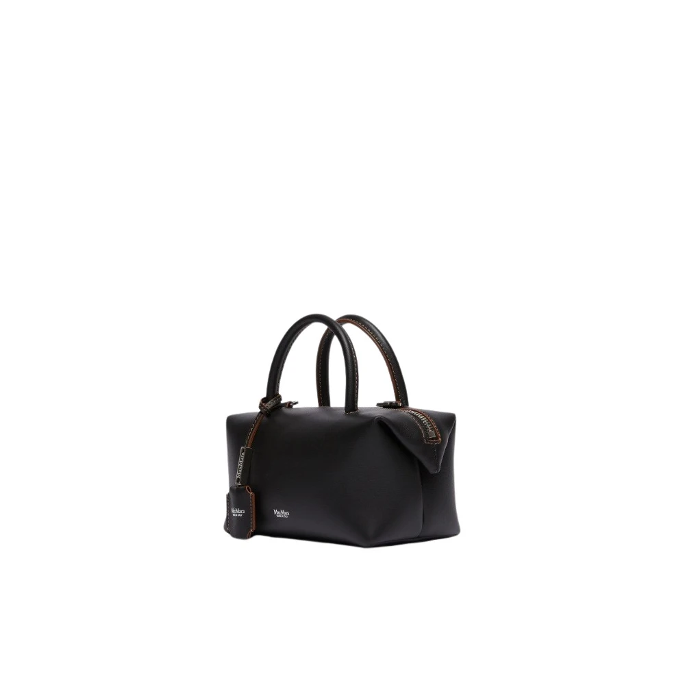 Max Mara Luxe Leren Holdall Tas Black Dames