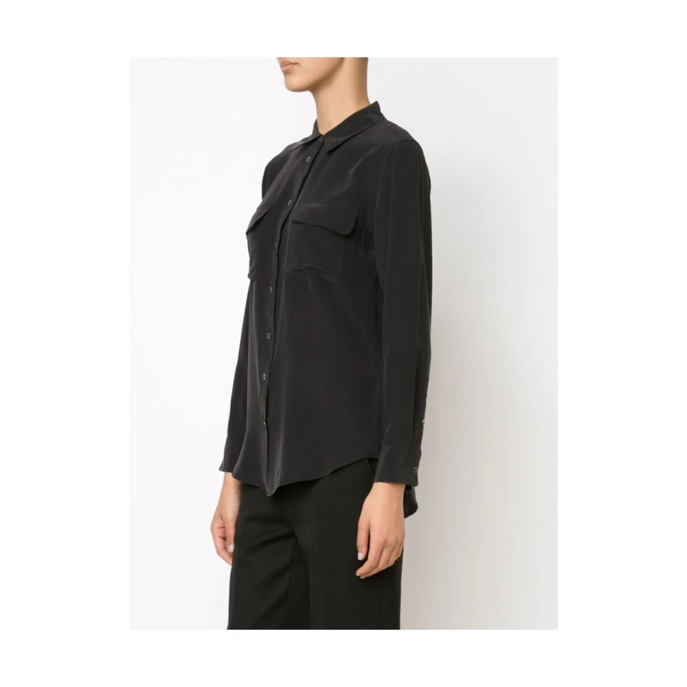 Equipment Zwarte zijden overhemd met trim Black Dames