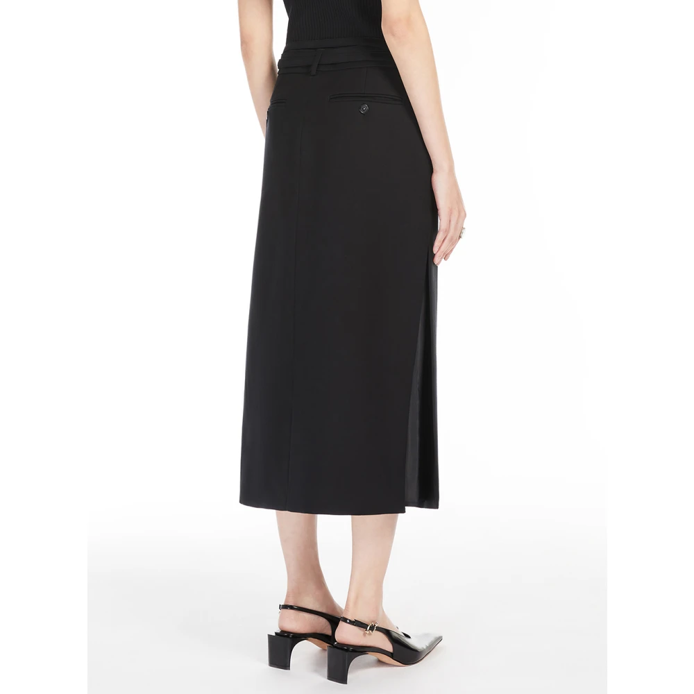SPORTMAX Zwarte Rok met Dubbele Wikkelriem Black Dames