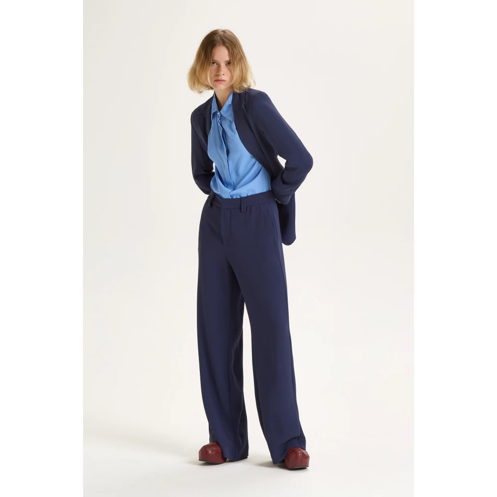 Maliparmi Elegante Crepe Broek Blue Dames