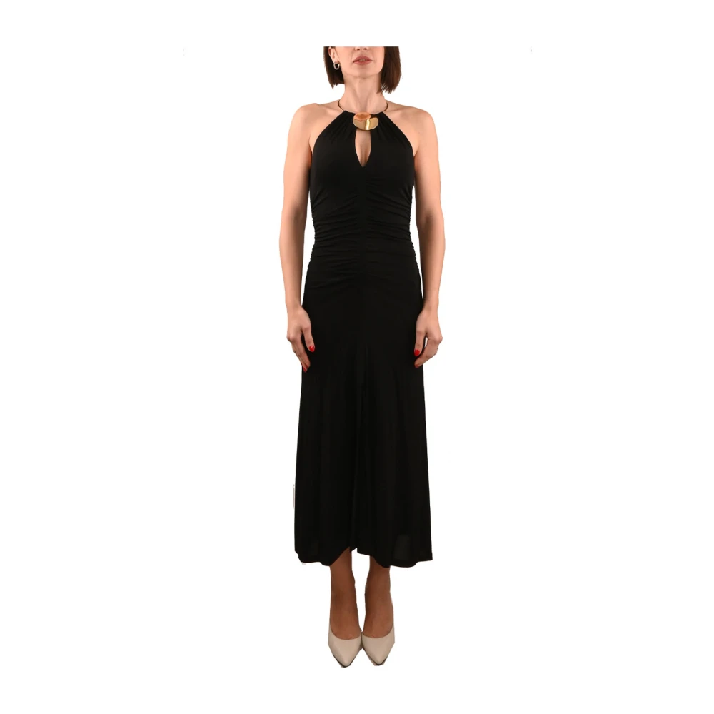 Simona Corsellini Gouden Medaillon Ketting Midi Jurk Black Dames