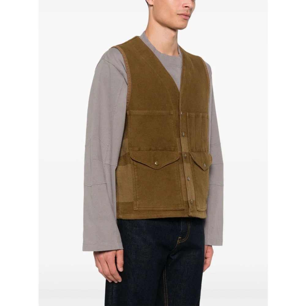 Filson Groene trui met V-hals en strepen Green Heren