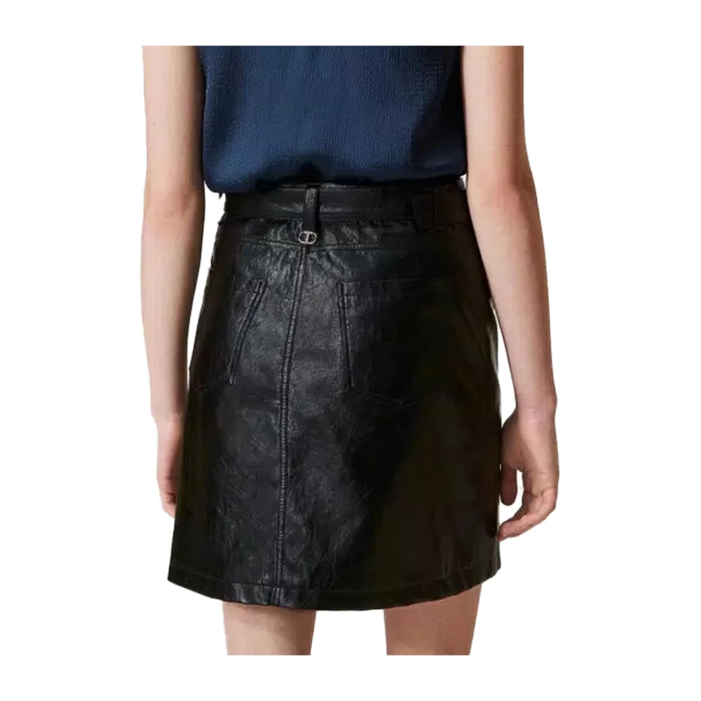 Twinset Imitatieleren minirok Black Dames
