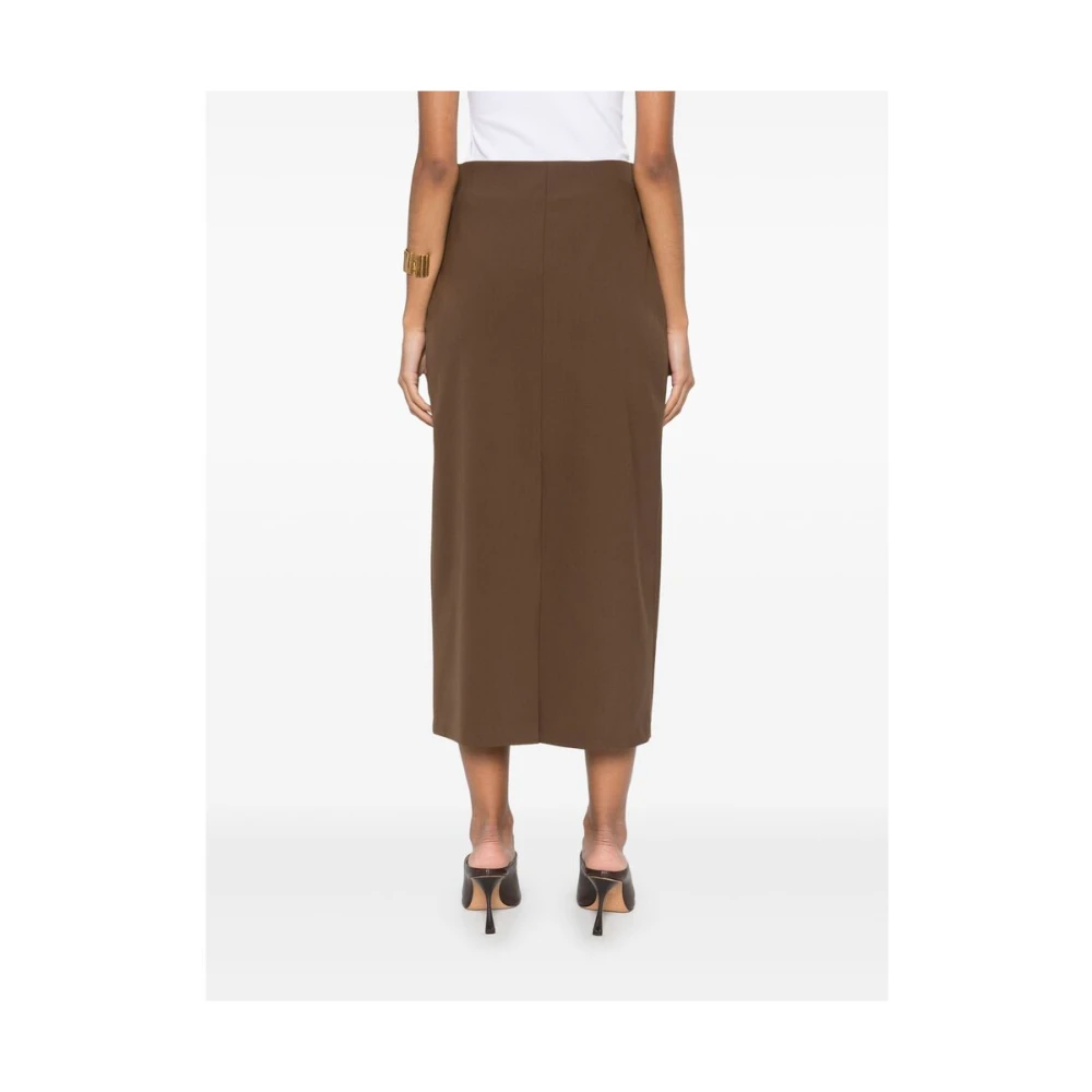 Loulou Studio Chocoladebruine rok met achterwaartse split Brown Dames