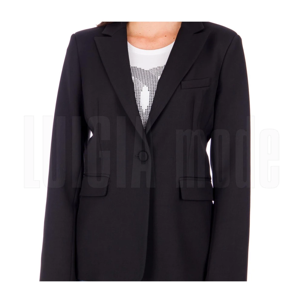 pinko Technische Wollen Jas Black Dames