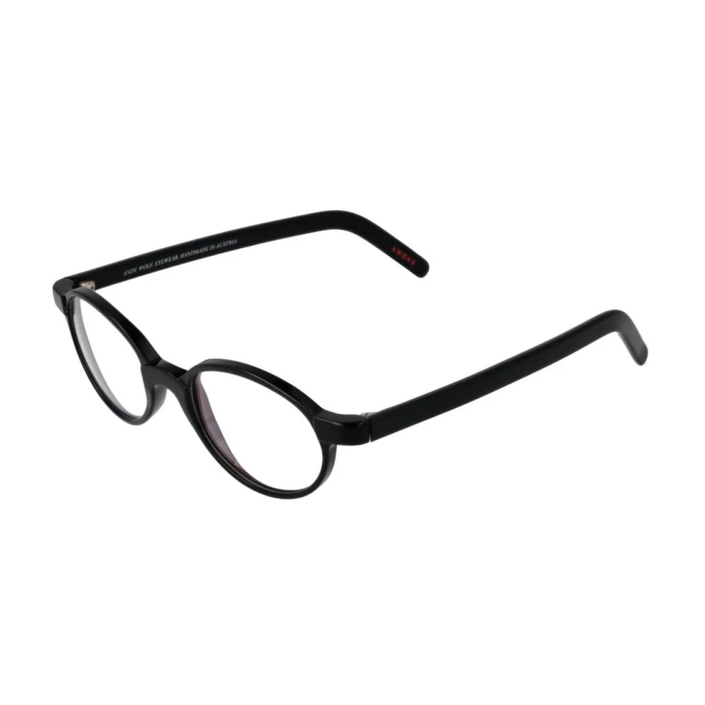 Andy Wolf Unisex Black Glasses, One Size, Round Acetate Optical Frames Blue-Filter