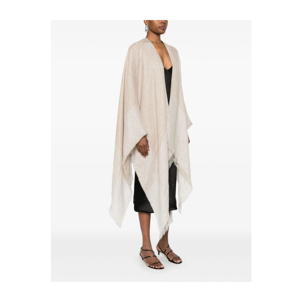 Fabiana Filippi Gouden Cape Jas met Franje Details Yellow Dames