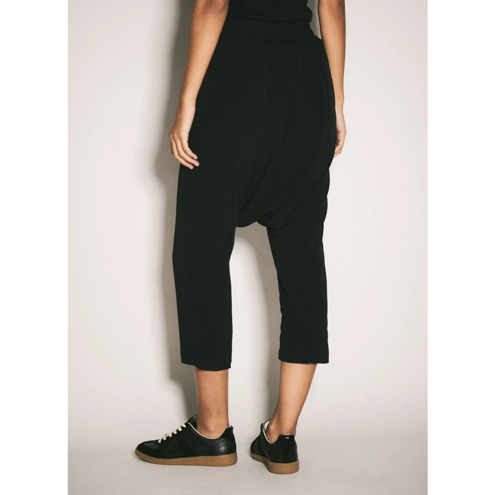 Rick Owens Stain Weave Cropped Broek met Trekkoord Black Dames
