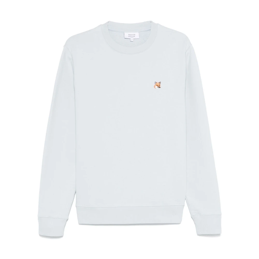 Maison Kitsuné Blauwe Sweater met Vos Motief Blue Heren