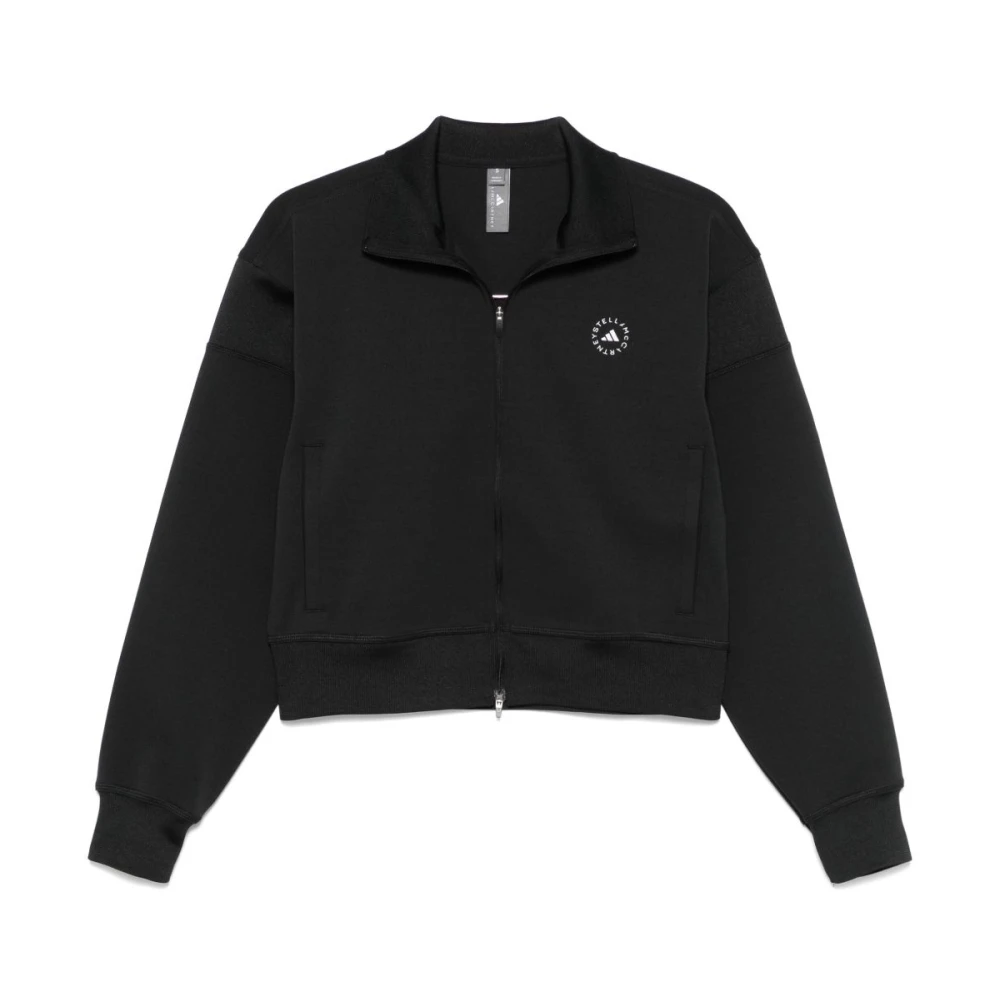 Adidas by stella mccartney Zwarte Sweater met Rits en Logo Black Dames
