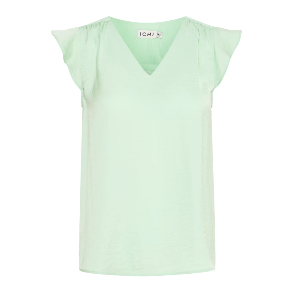 Ichi Vrouwelijke blouse met ruchesmouwen Green Dames