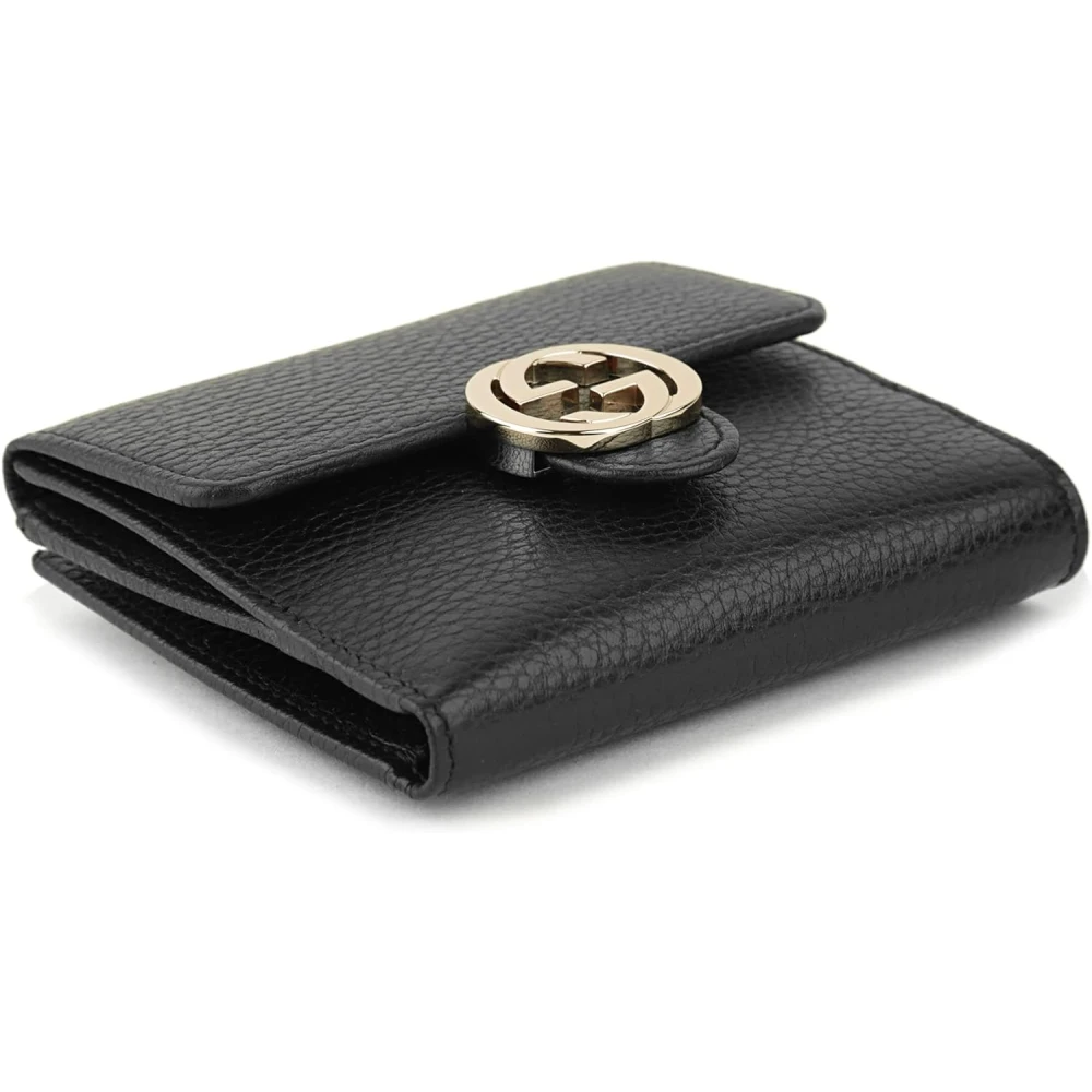 Gucci Interlock GG Bifold leren portemonnee Black Dames