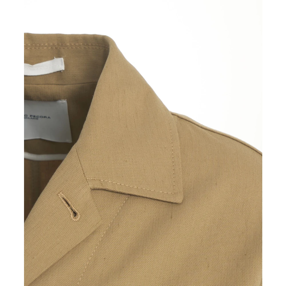 Paolo Pecora Bruine Linnen Blend Overshirt Jas Brown Heren