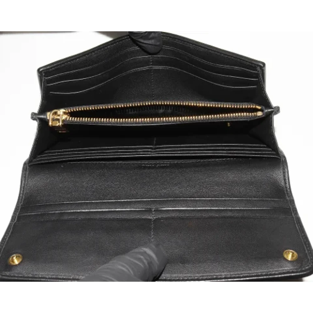 Miu Pre-owned Leather wallets Black Dames