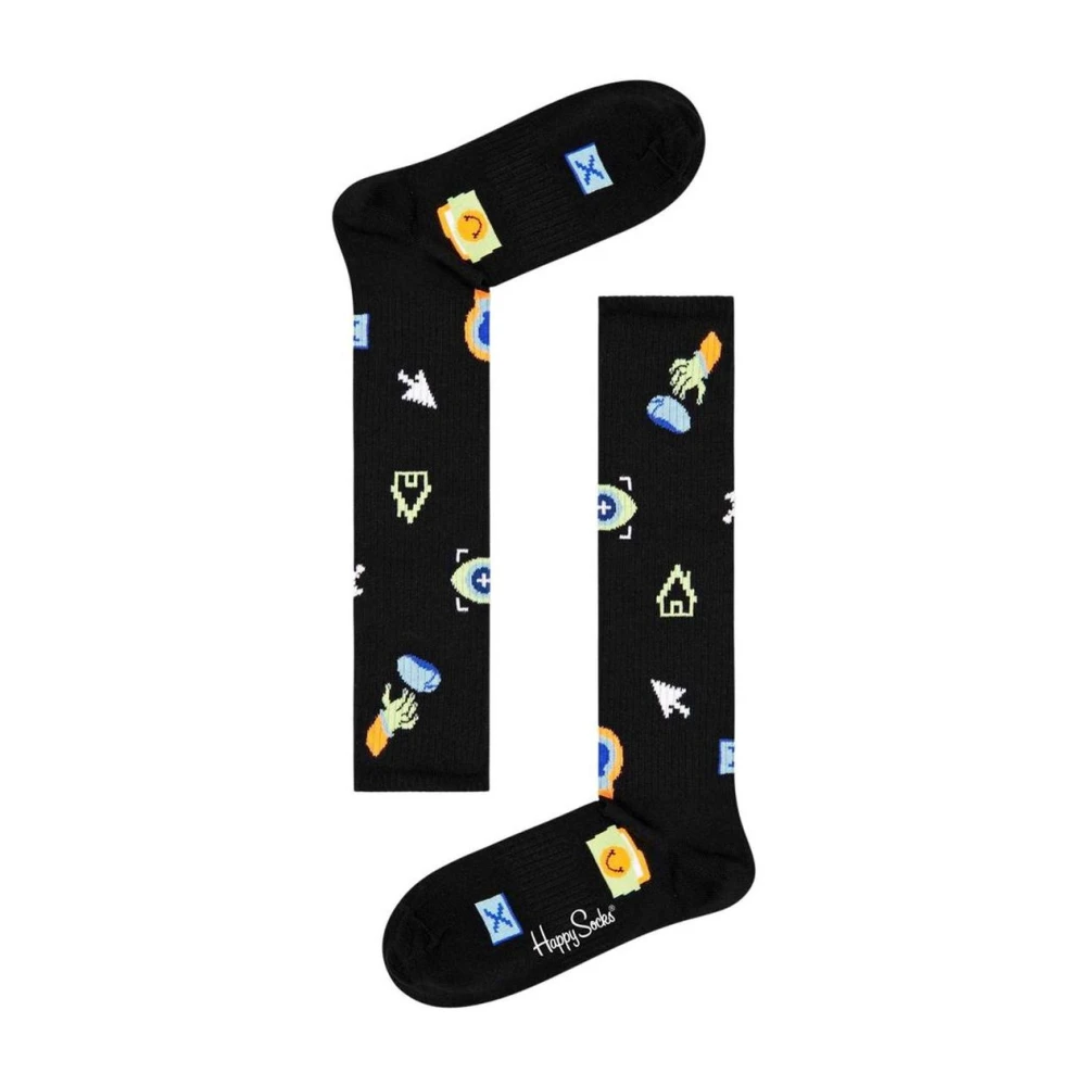 Happy Socks Women's Black Pixel Crew Socks - Socks - One Size- Underwear