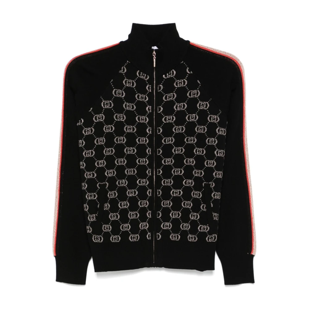 Liu Jo Monogram Jacquard Stripe Sweater Black Dames